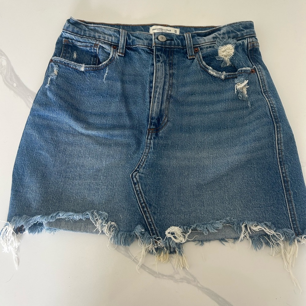 Abercrombie & Fitch Distressed Denim Mini Skirt, Ultra High Rise, Size 10/30